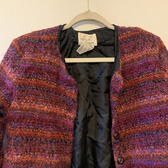 Kathie Lee Vintage Size Medium 8/10 Multicolor Stripe Mohair Blend Blazer Jacket - Picture 2 of 5